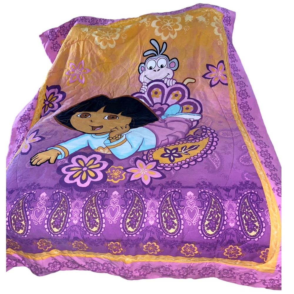 Y2K Vintage Dora The Explorer Comforter Reversible Twin Full Pink Nickelodeon
